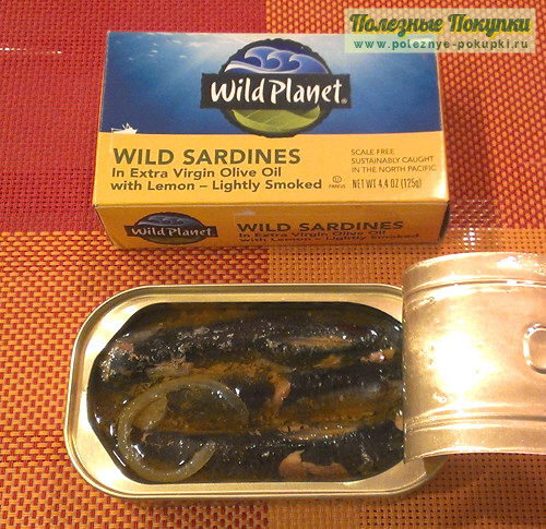 Сардины в оливковом масле первого холодного отжима с лимоном Wild Planet